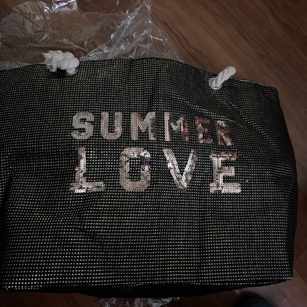 NWT Sequin Summer Love Tote Bag By Love Of Fashion